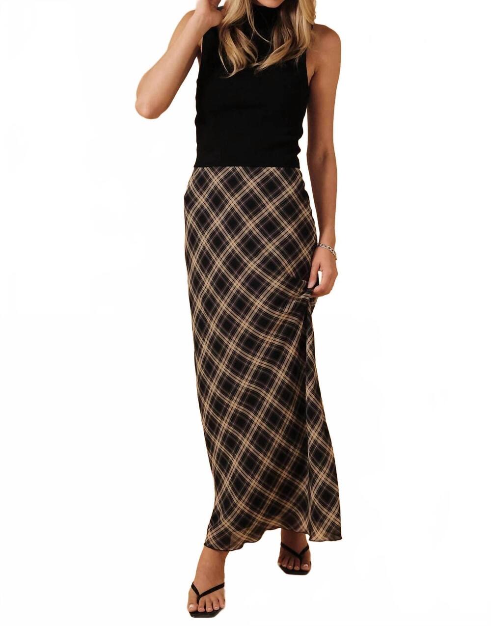 NEW SUNDAY EDITION high waist chiffon midi skirt in navy plaid